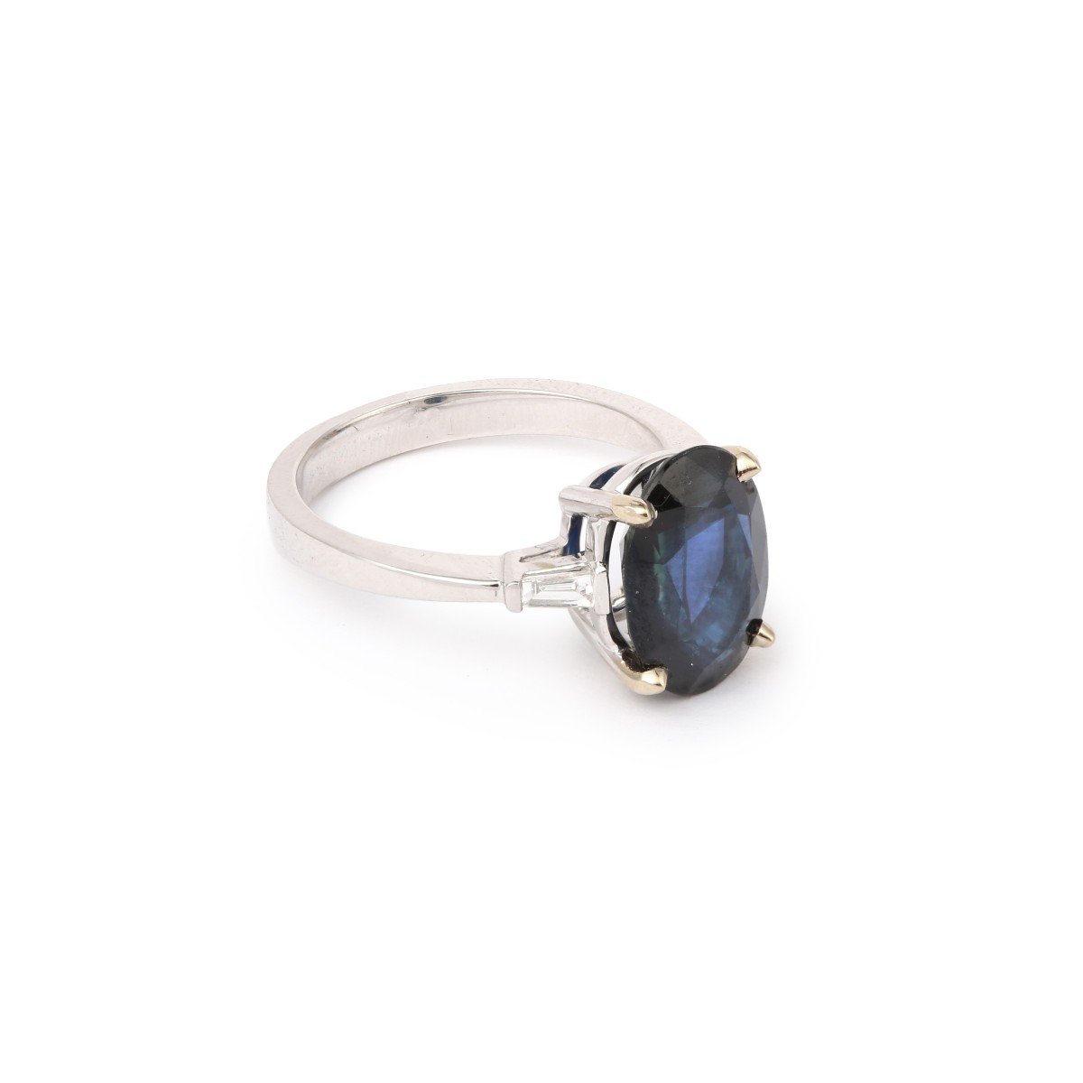 Bague Saphir 4.47 Carats Diamants Or Gris 18 Carats-photo-4