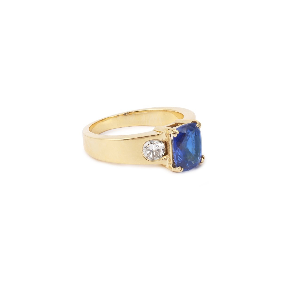 Bague Saphir 2.66 Carats Diamants Or Jaune 18 Carats-photo-4
