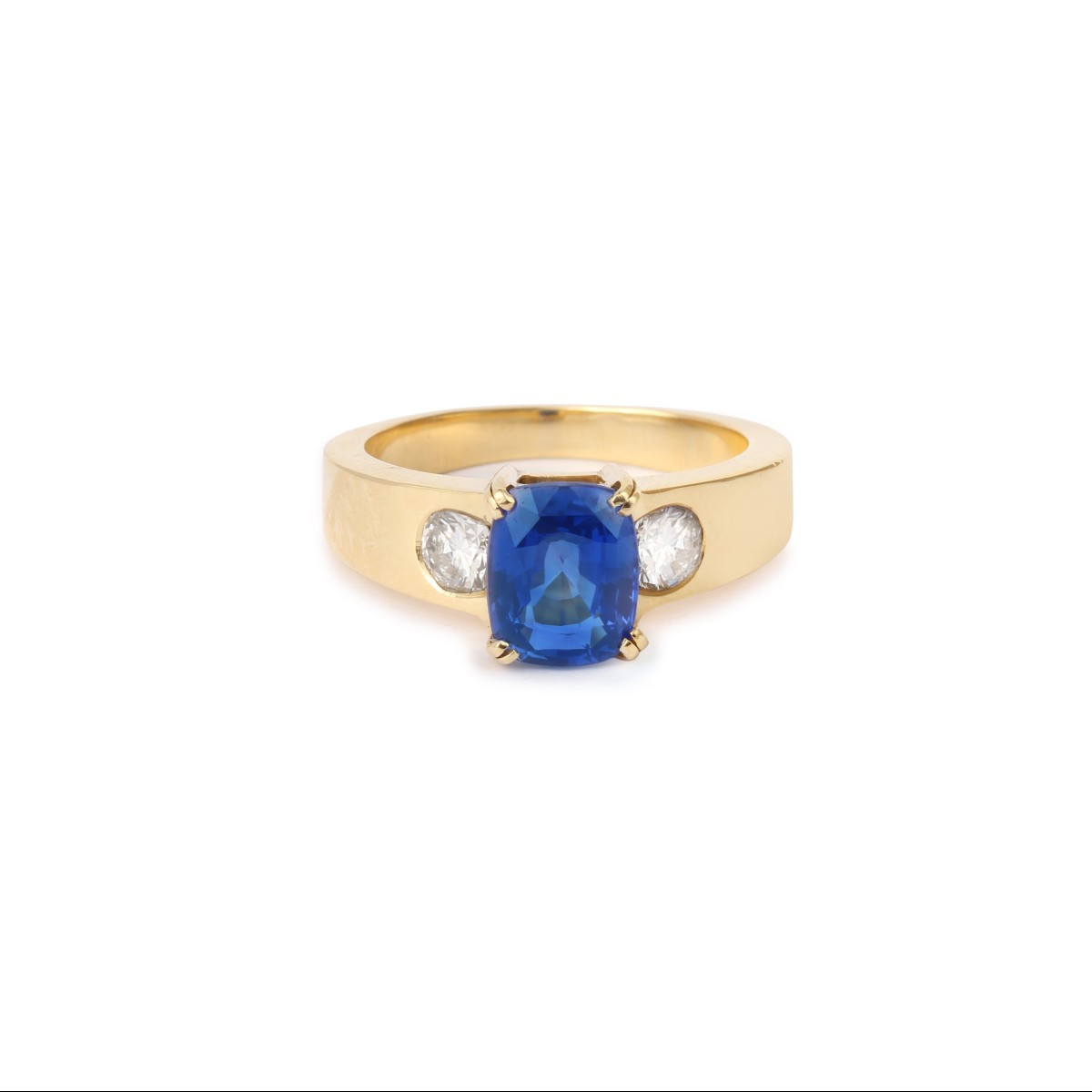 Bague Saphir 2.66 Carats Diamants Or Jaune 18 Carats