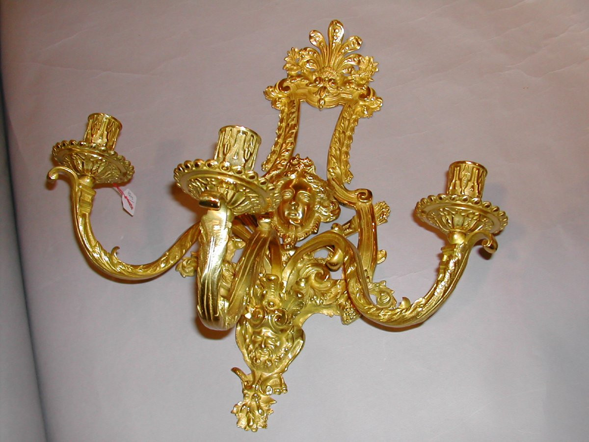 Pair Of Louis XIV Style Giltbronze Sconces -photo-2