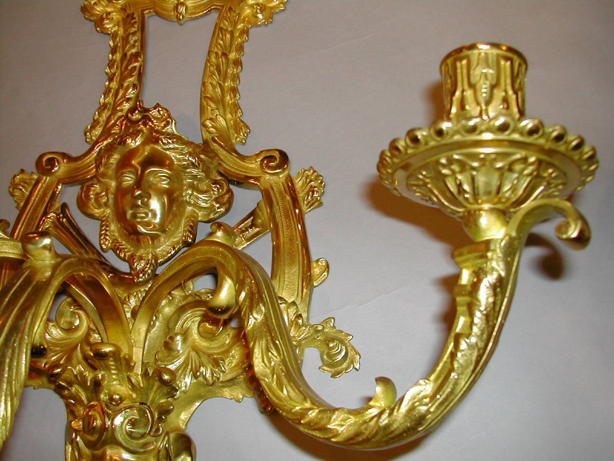 Pair Of Louis XIV Style Giltbronze Sconces -photo-3