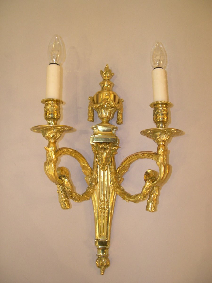 Paire d'Appliques à Tête De Bélier De Style Louis XVI-photo-3