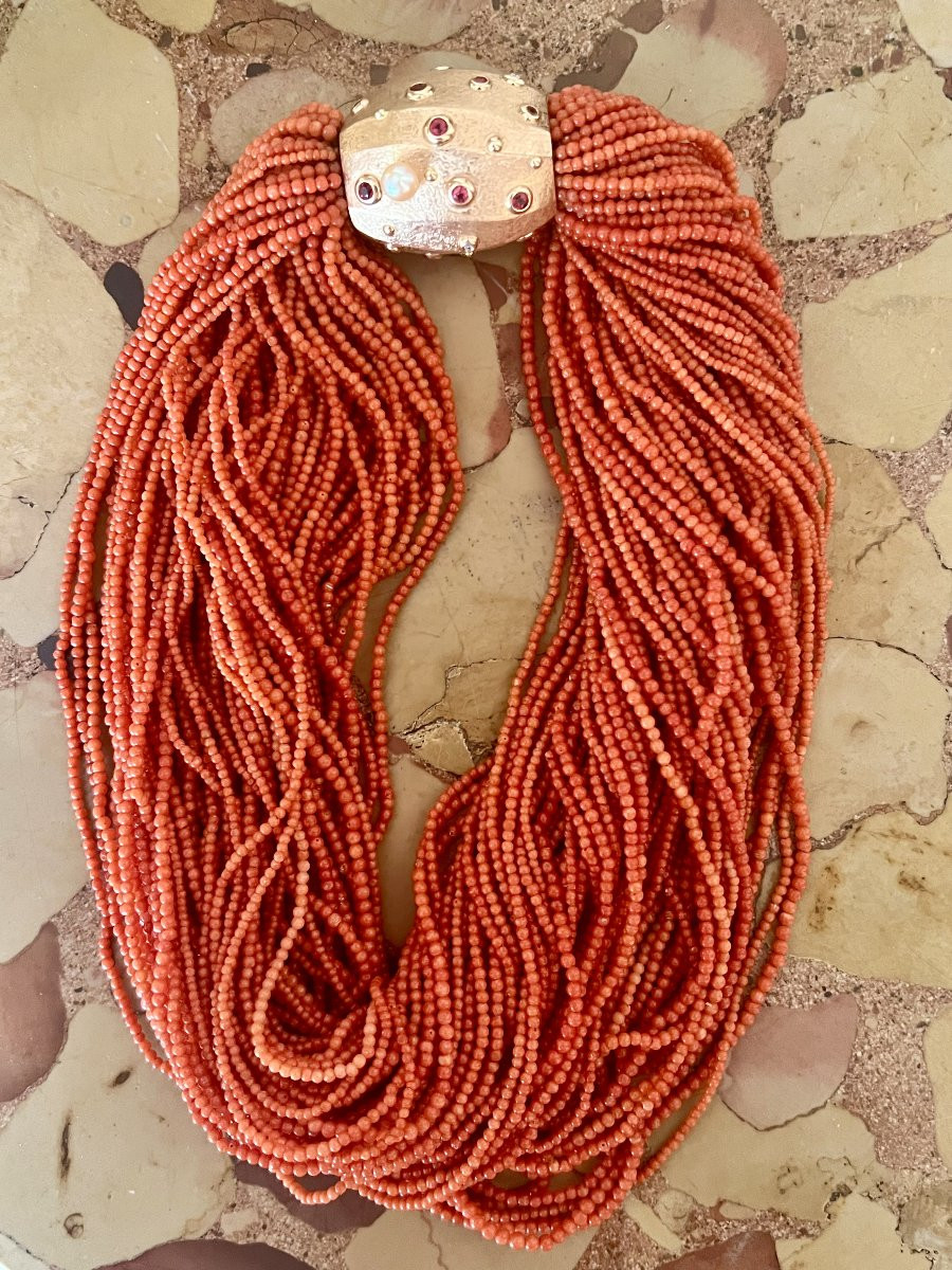Collier Corail Torsadé Or Jaune 18 Carats-photo-3