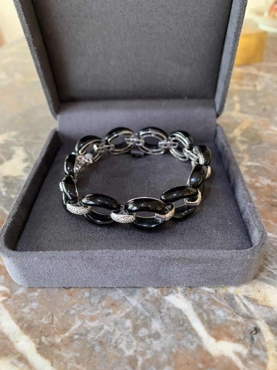 Bracelet Diamants Céramique Or Gris 18 Carats-photo-4