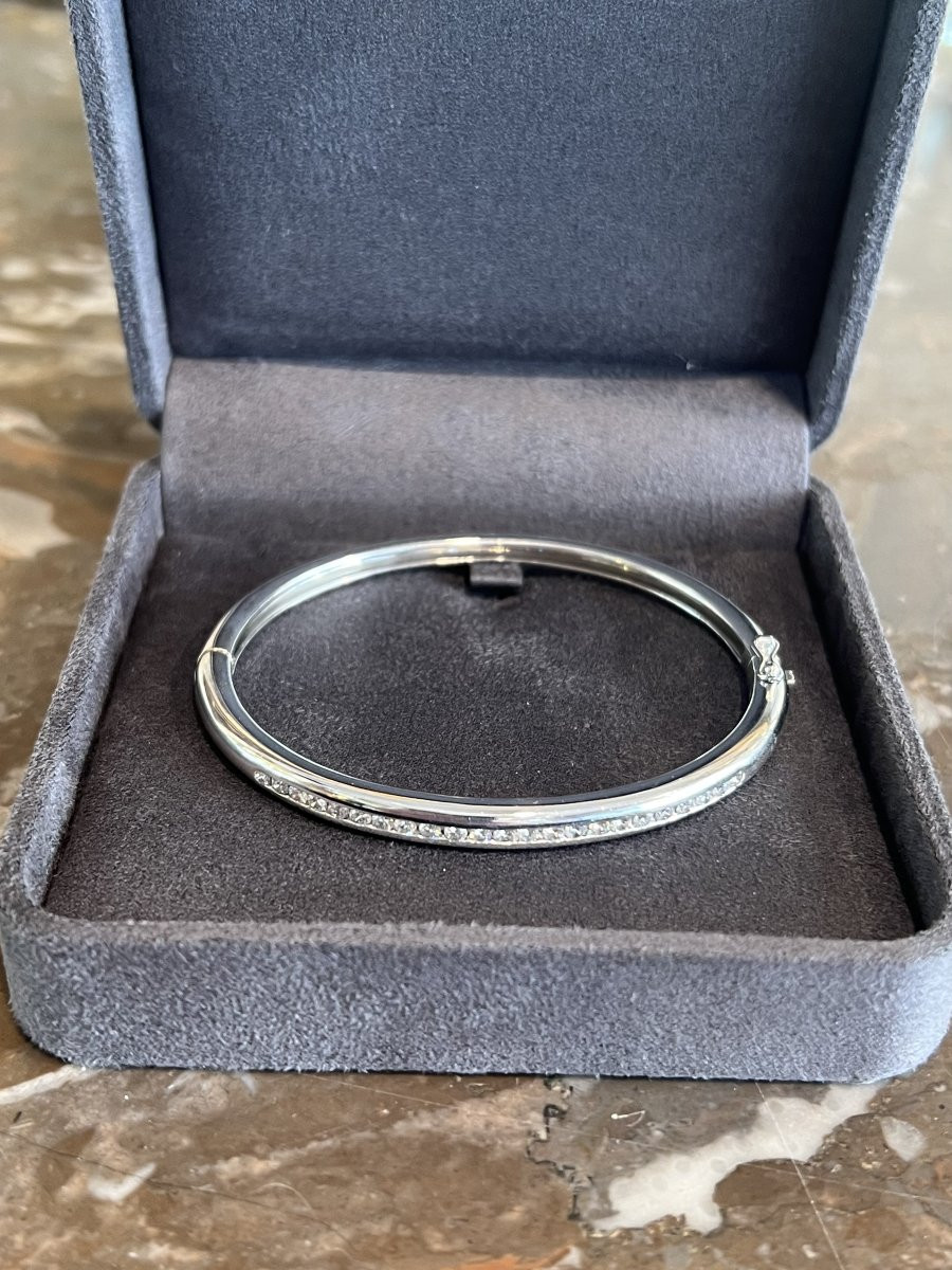 1 Carat Diamonds 18 Carats White Gold Band Bracelet-photo-2