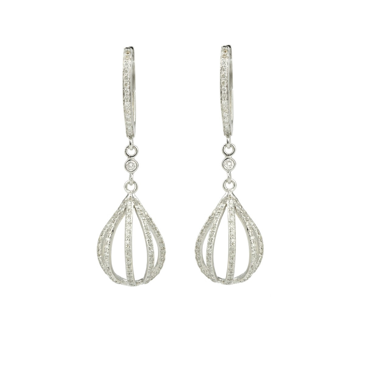 Hot Air Balloon Earrings Paved Diamonds And White Gold