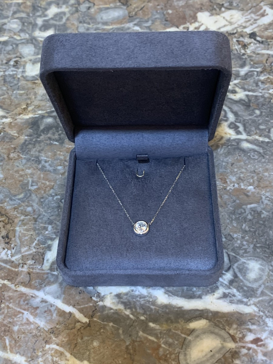 Collier Pneu Diamant 1 Carat Or Gris 18 Carats-photo-3