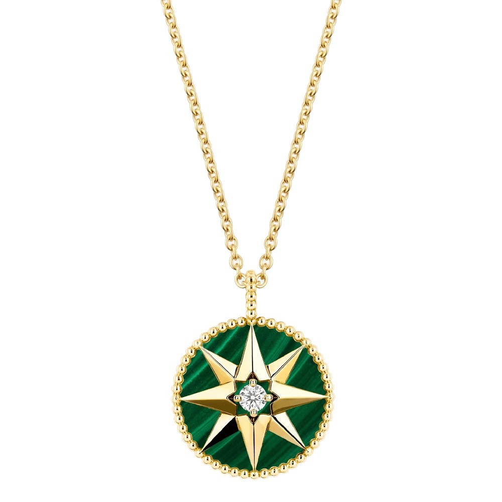 Dior Rose Des Vents Malachite Diamond 18 Carat Yellow Gold Necklace