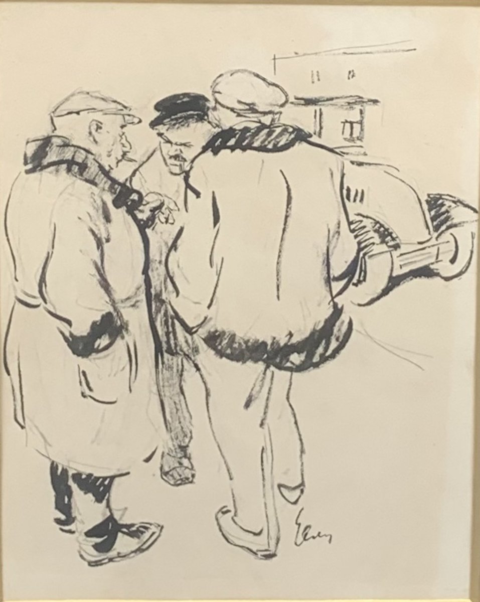 The Impatient Taxis, Théodore Van Elsen, Drawing 1930s-photo-2