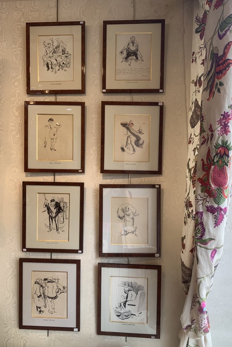 The Impatient Taxis, Théodore Van Elsen, Drawing 1930s-photo-3