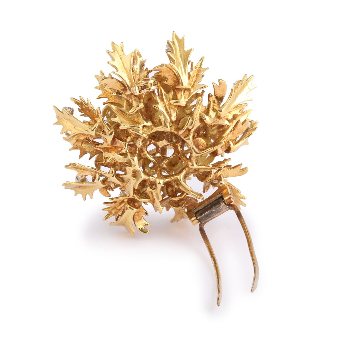 Broche Chardon Diamants 1.20 Carats Or Jaune 18 Carats-photo-2
