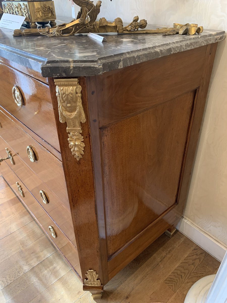 Mahogany Commode With Support Height Late 18th Century Louis XVI Style-photo-2