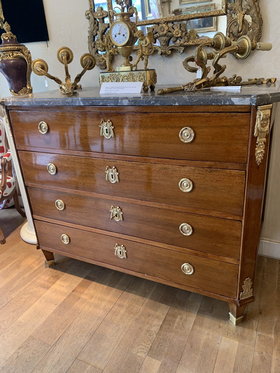 Mahogany Commode With Support Height Late 18th Century Louis XVI Style-photo-3