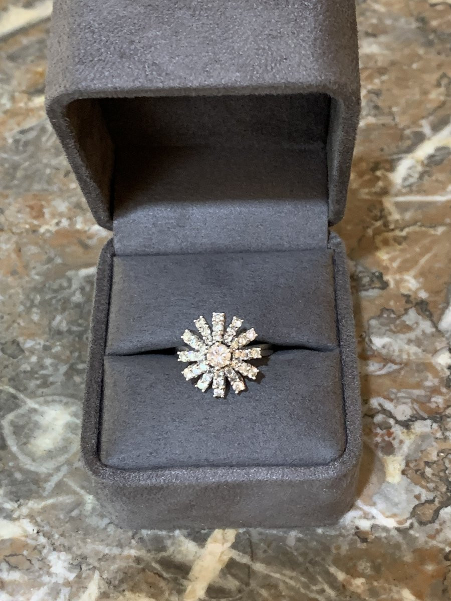 1 Carat Diamonds 18 Carats White Gold Snowflake Ring-photo-2