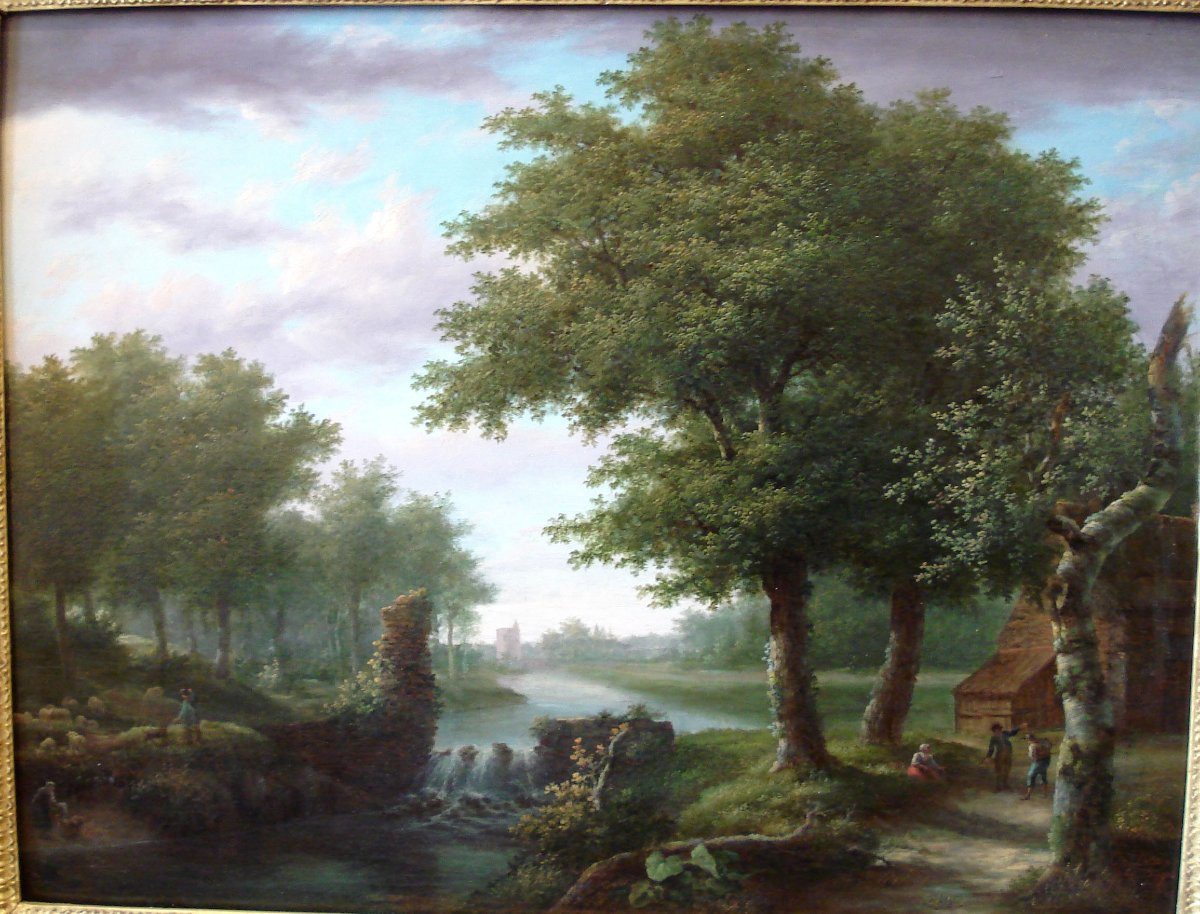 Deterre Eugène - Landscape At The Waterfall-photo-3