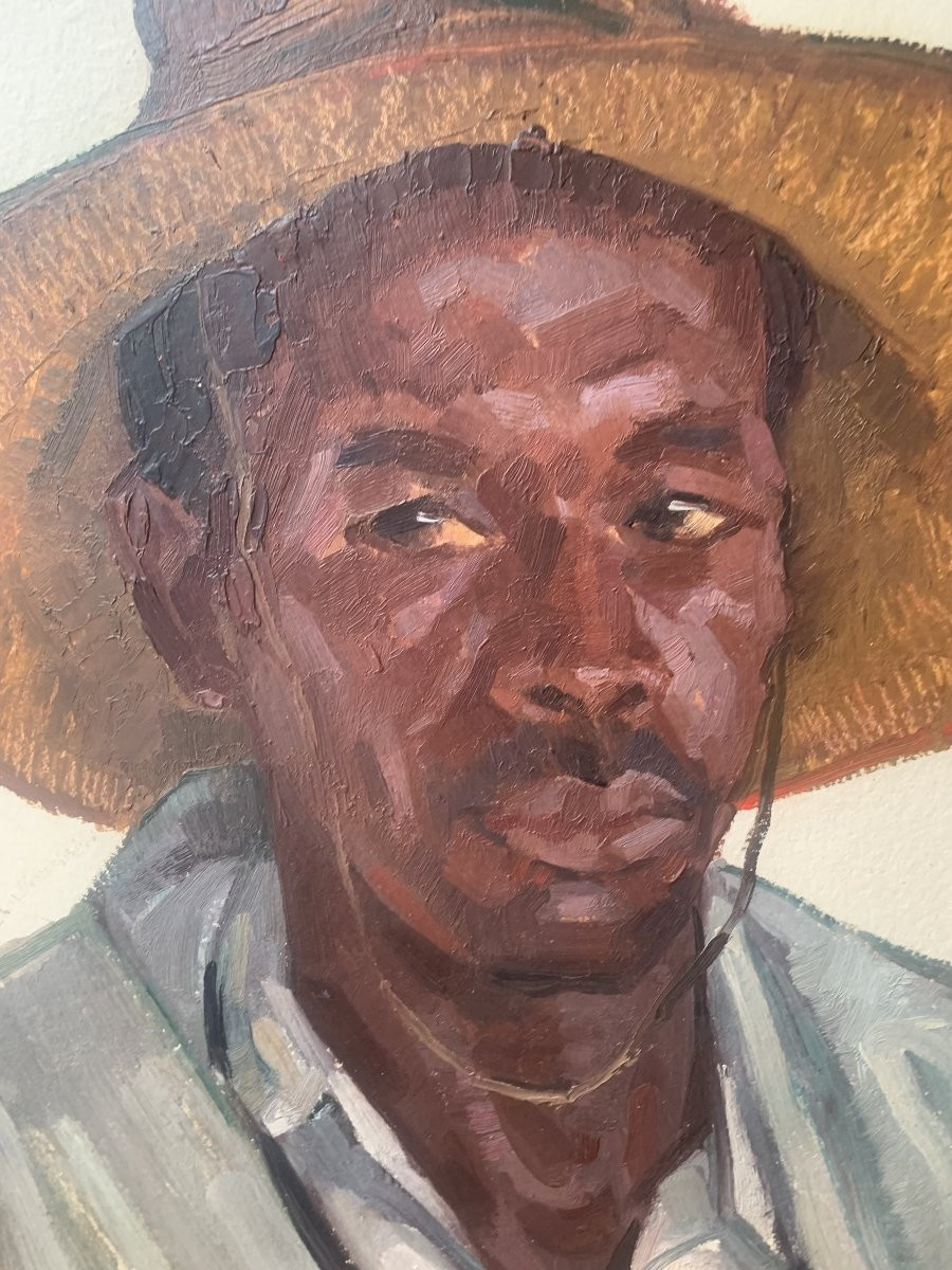 The Ferryman Of Belo On Tsiribihina, January 1953, Oil On Cardboard Signed Robert Fernier-photo-2