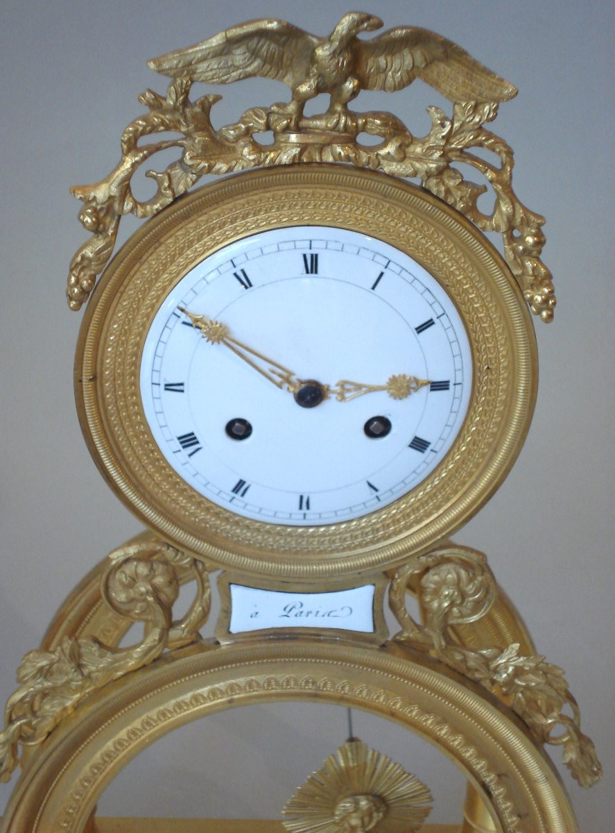 Gilt Bronze Arch Clock, Eagle. Directory Period. Enamel Locket-photo-4