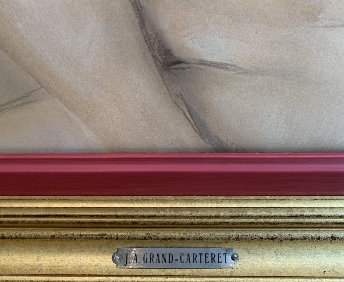 Naked Woman In Bust, Signed Jean Albert Louis Grand-carteret-photo-4