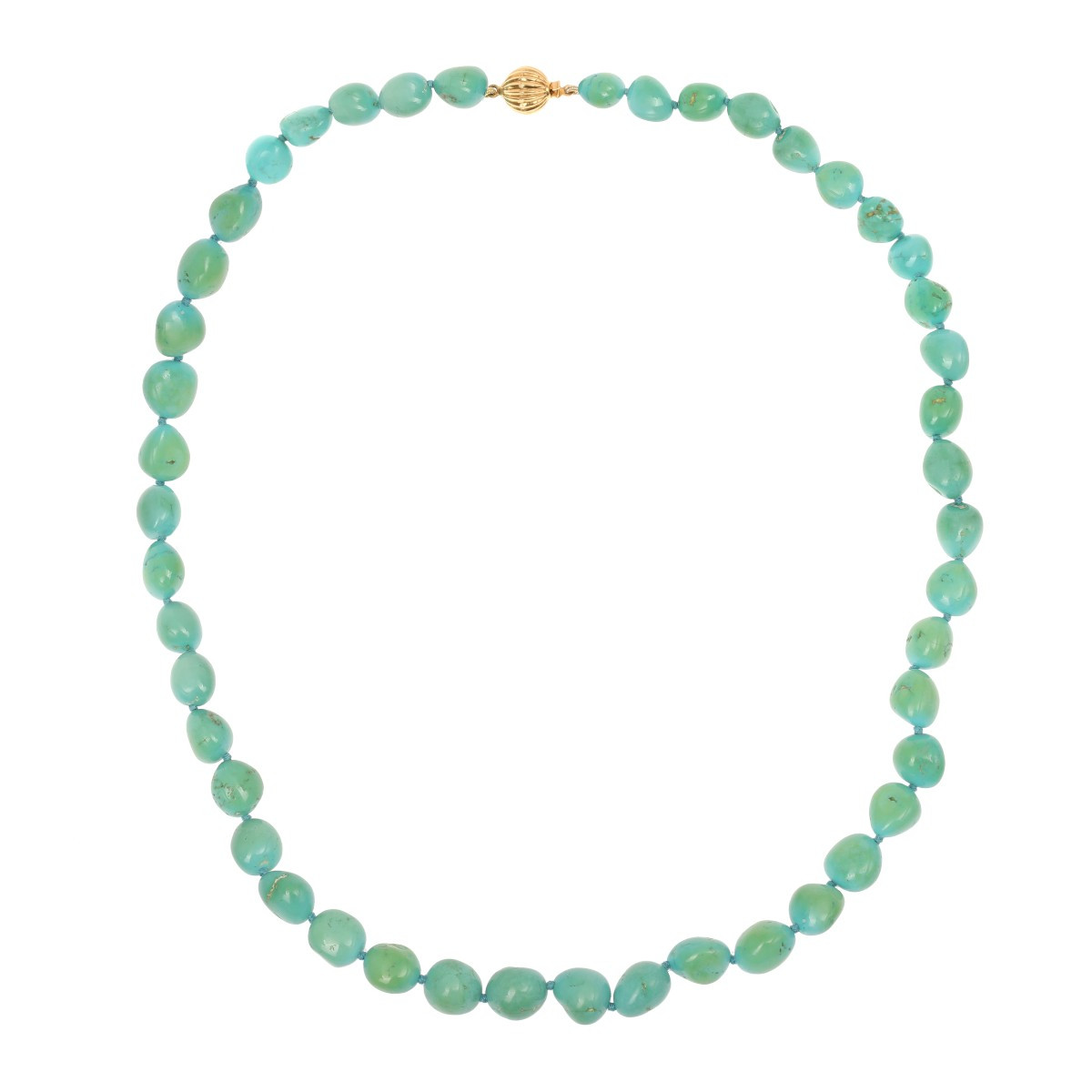 Collier Turquoise Or Jaune 18 Carats