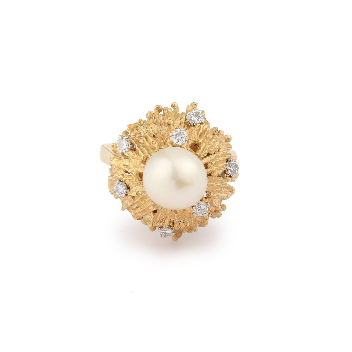 Andrew Grima Pearl Diamonds 18 Carat Yellow Gold Ring