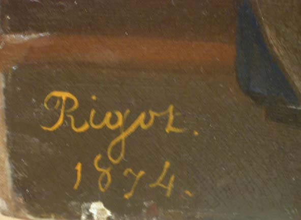 Scene Galante Dans Un Cafe, Huile Sur Toile Signée Rigot Et Datée 1874-photo-2