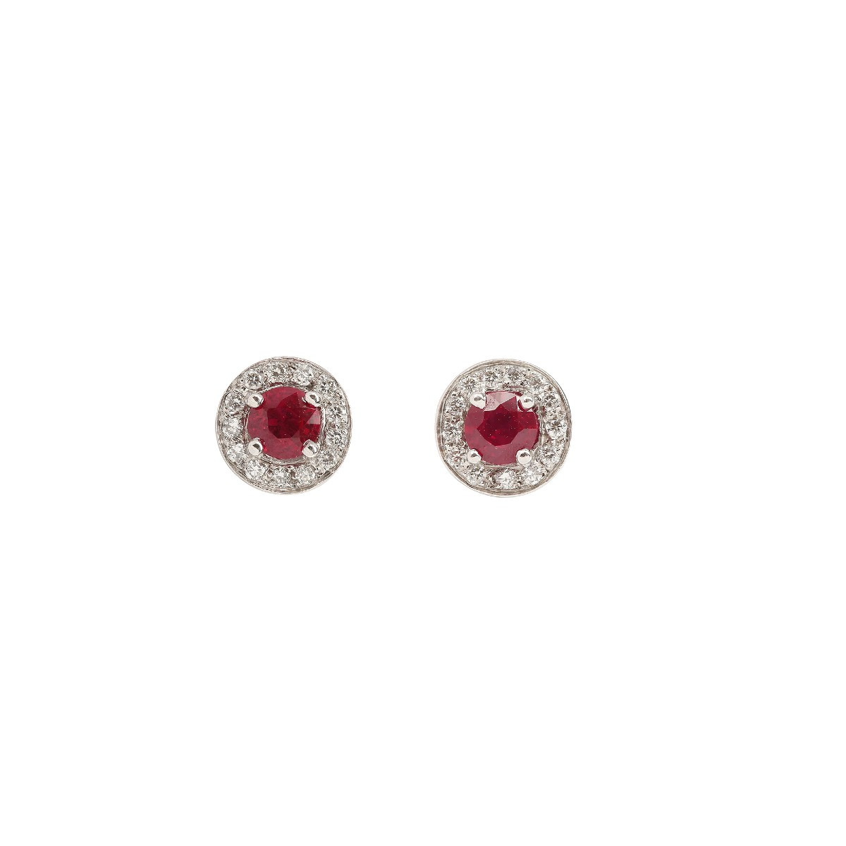 Burmese Ruby Diamonds 18k White Gold Earrings