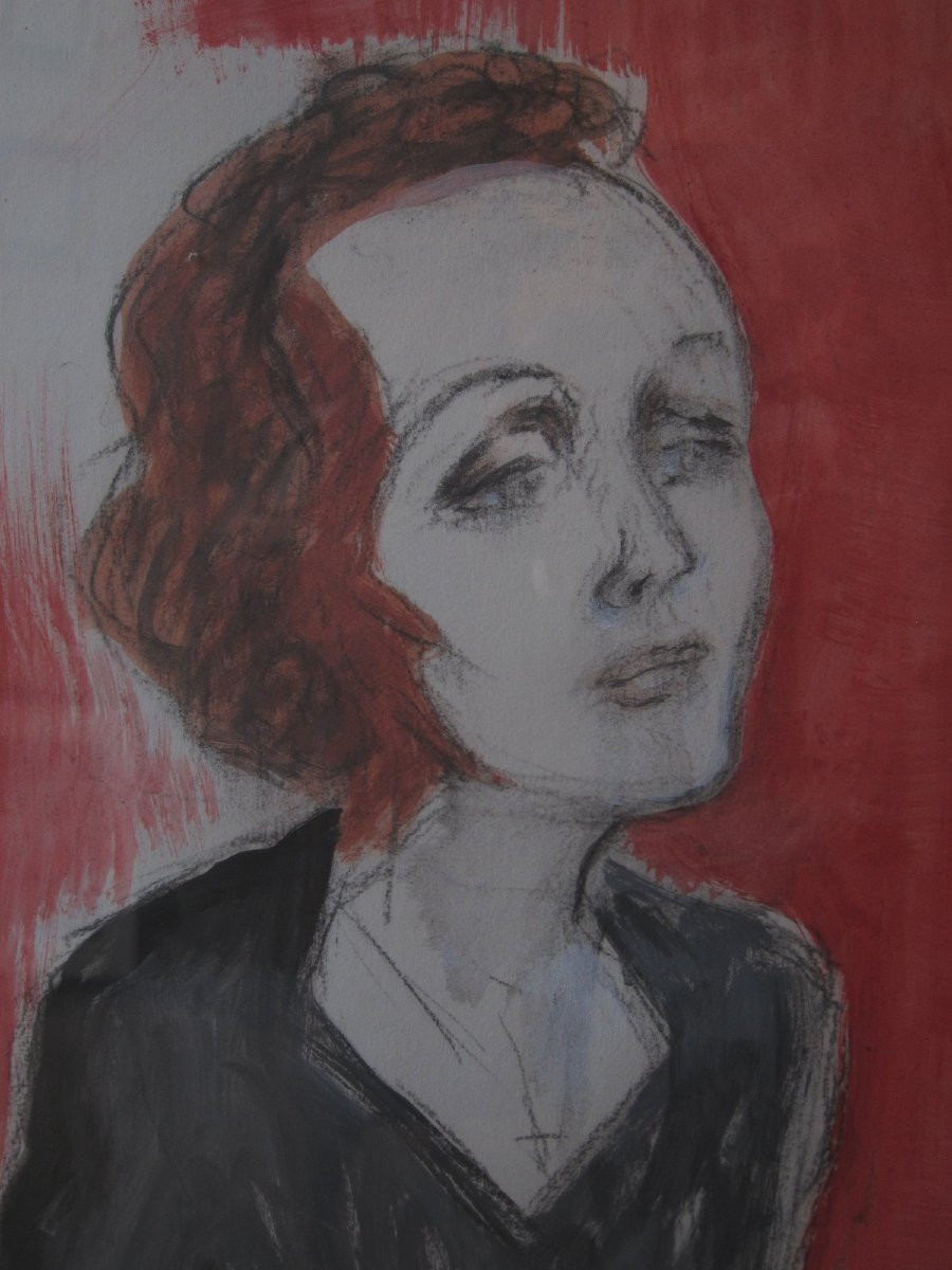 Edith Piaf On Stage Watercolor And Pencil On Paper, Mongrammed K For Charles Kiffer (1902-1992)-photo-2