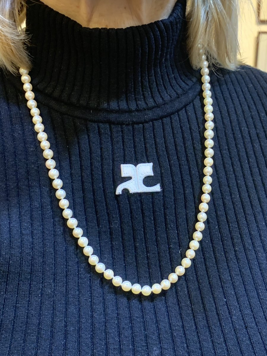 60 Cm Pearls 18 Carats Yellow Gold Necklace-photo-2