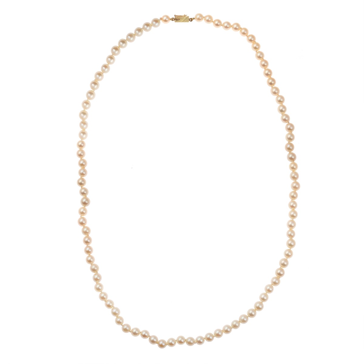 60 Cm Pearls 18 Carats Yellow Gold Necklace