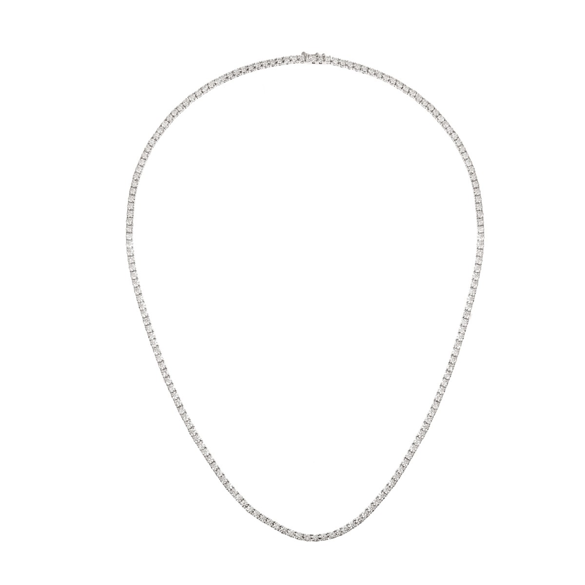 10.15 Carats Diamonds 18 Carats White Gold River Necklace