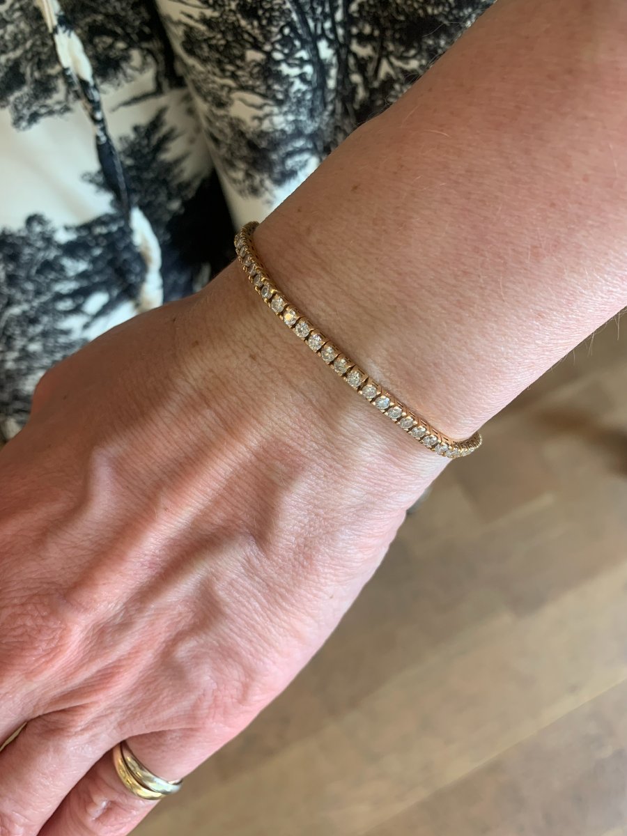 Bracelet Tennis Diamants 2.85 Carats Or Rose 18 Carats-photo-2