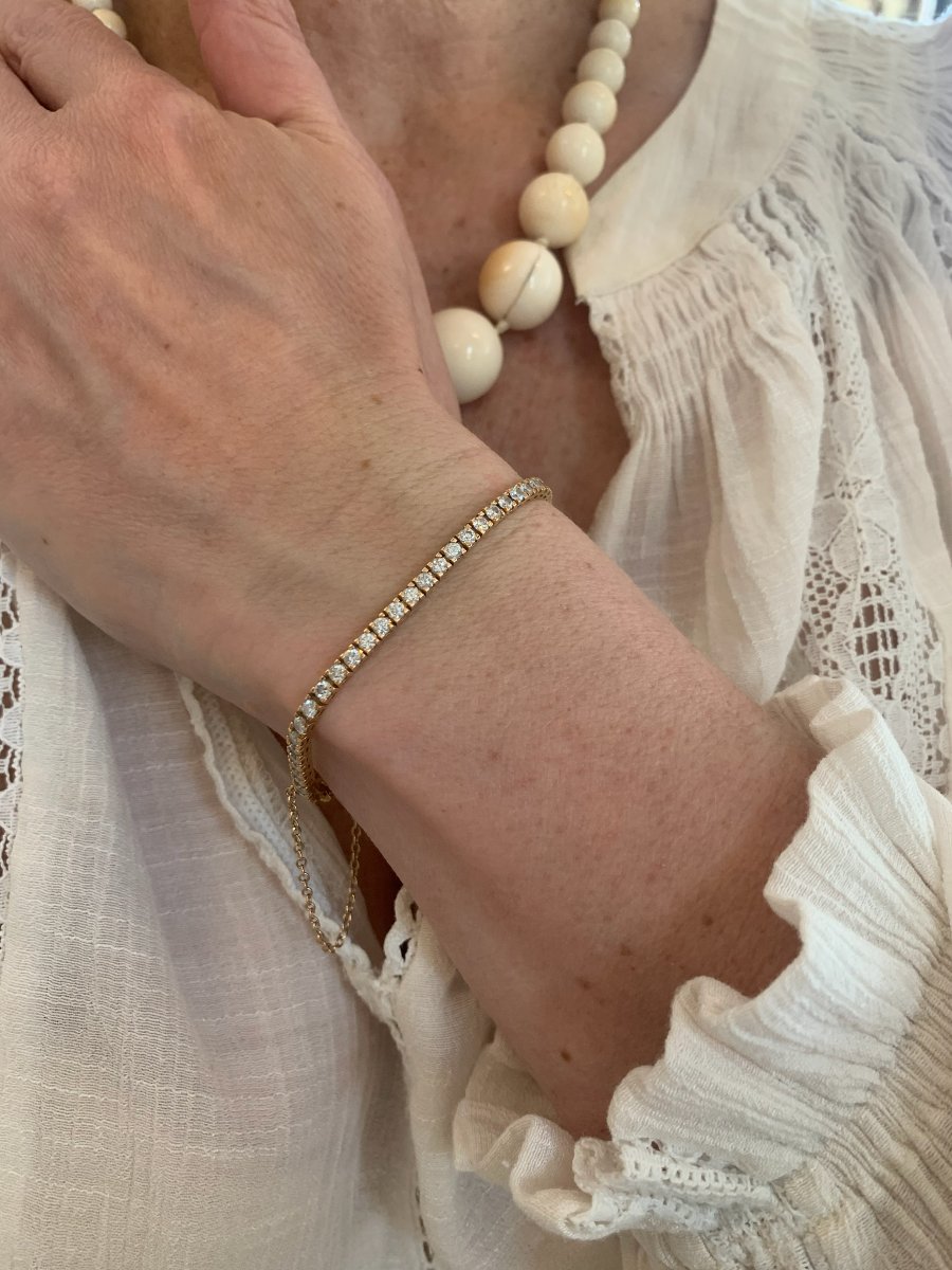 Bracelet Tennis Diamants 2.85 Carats Or Rose 18 Carats-photo-3