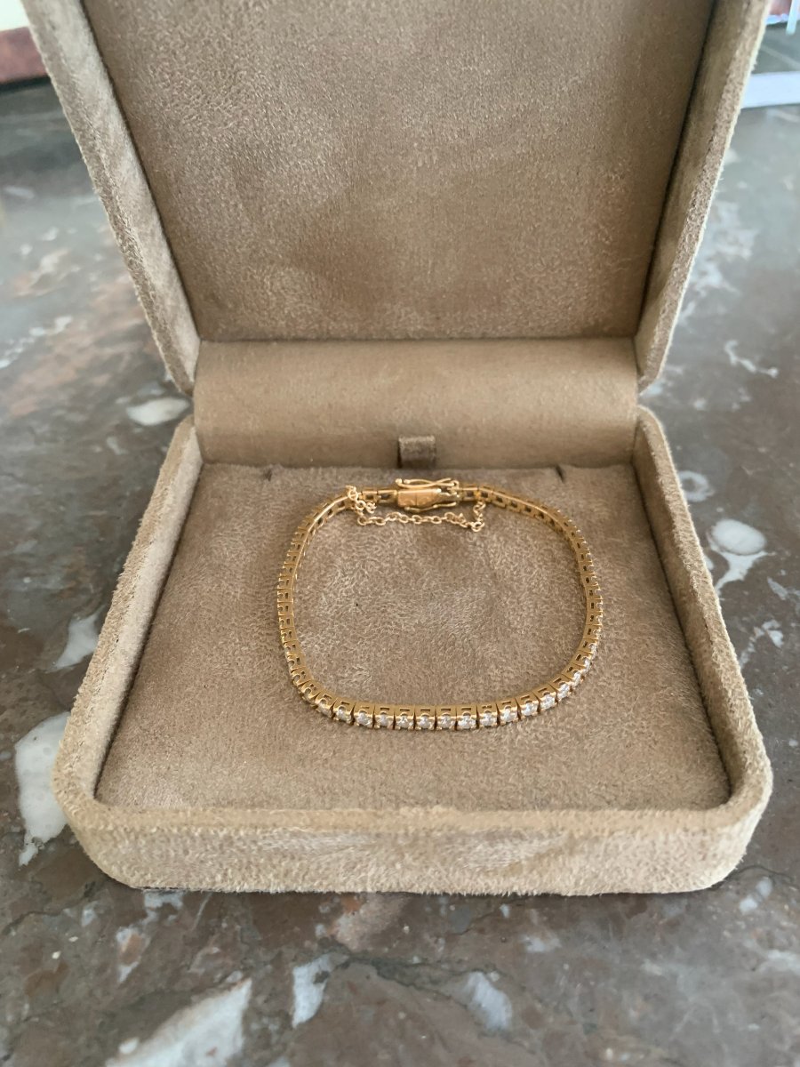 Bracelet Tennis Diamants 2.85 Carats Or Rose 18 Carats-photo-4