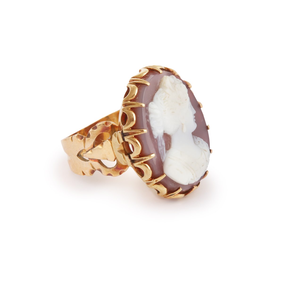 Antique Agate Cameo 18 Carats Yellow Gold Ring-photo-2
