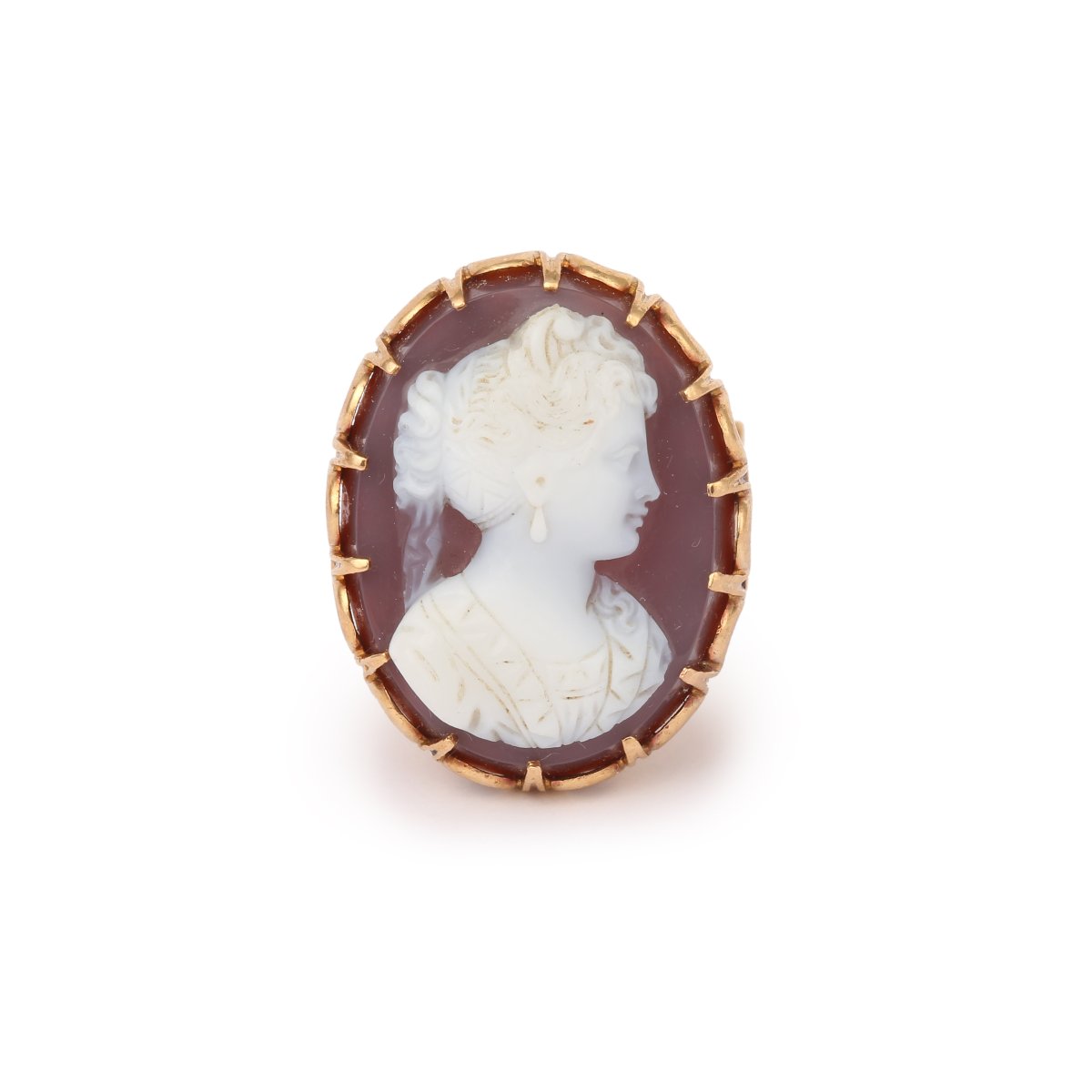 Antique Agate Cameo 18 Carats Yellow Gold Ring