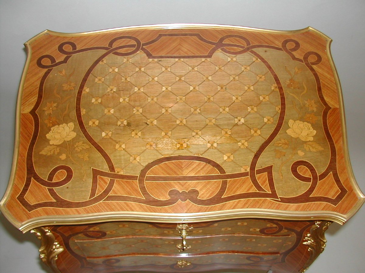 Louis XV Style Coffee Table In Marquetery Signed Paul Sormani-photo-4