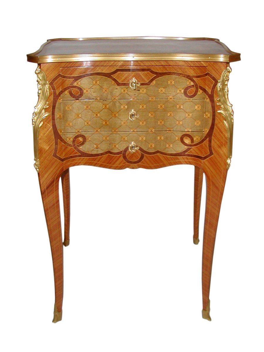 Louis XV Style Coffee Table In Marquetery Signed Paul Sormani