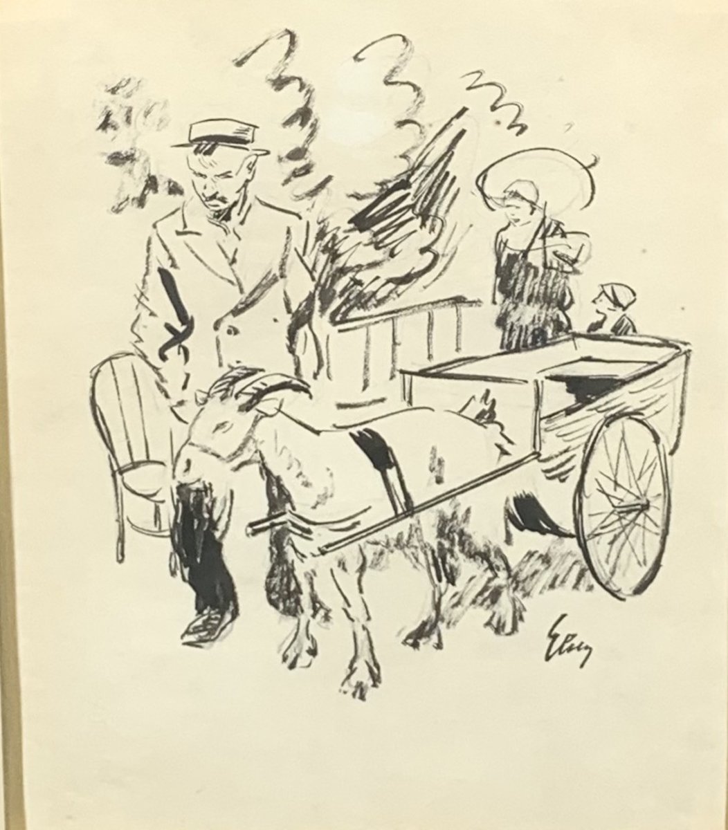 The Luxembourg Cart, Théodore Van Elsen, Drawing 1930s-photo-2