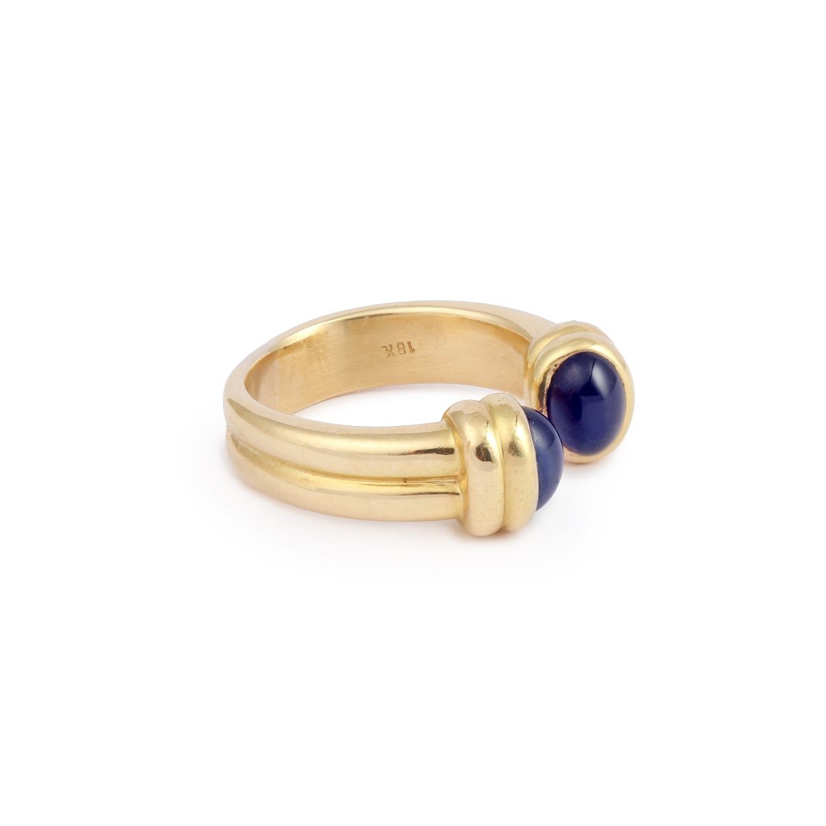 Bague Vintage Ouverte Saphirs Cabochons Or Jaune 18 Carats-photo-2