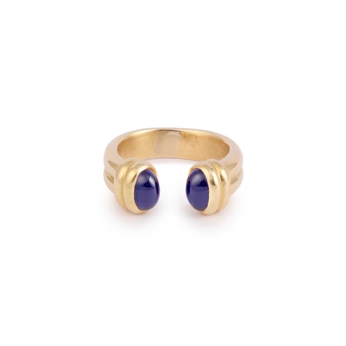 Bague Vintage Ouverte Saphirs Cabochons Or Jaune 18 Carats