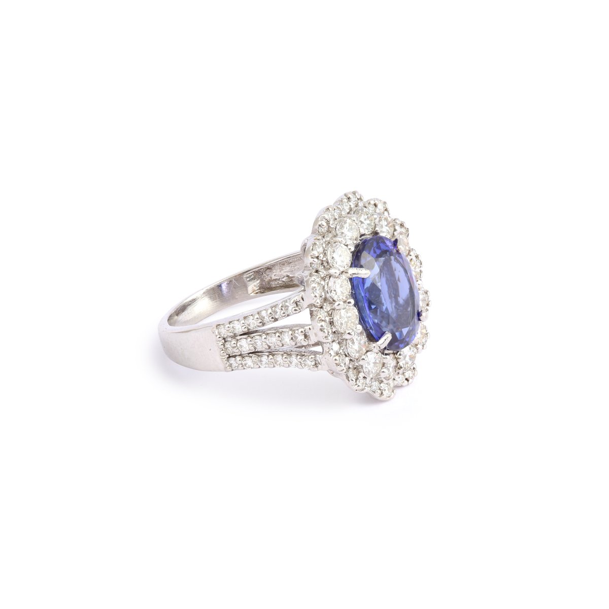 Bague Pompadour Tanzanite 3.50 Carats Diamants Or Gris 18 Carats-photo-2