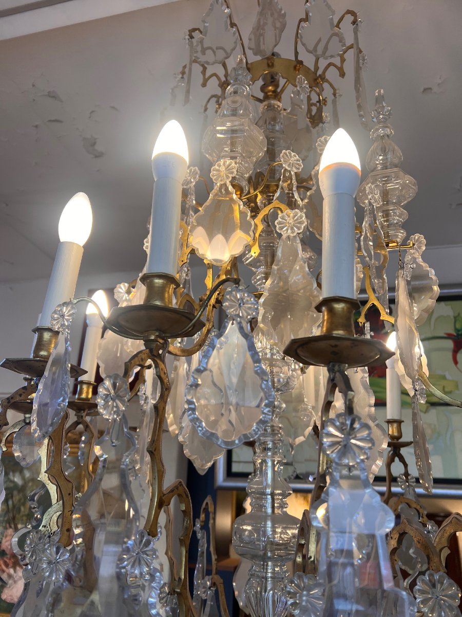 Louis XV Style Cage Chandelier With Crystal Pendants-photo-4