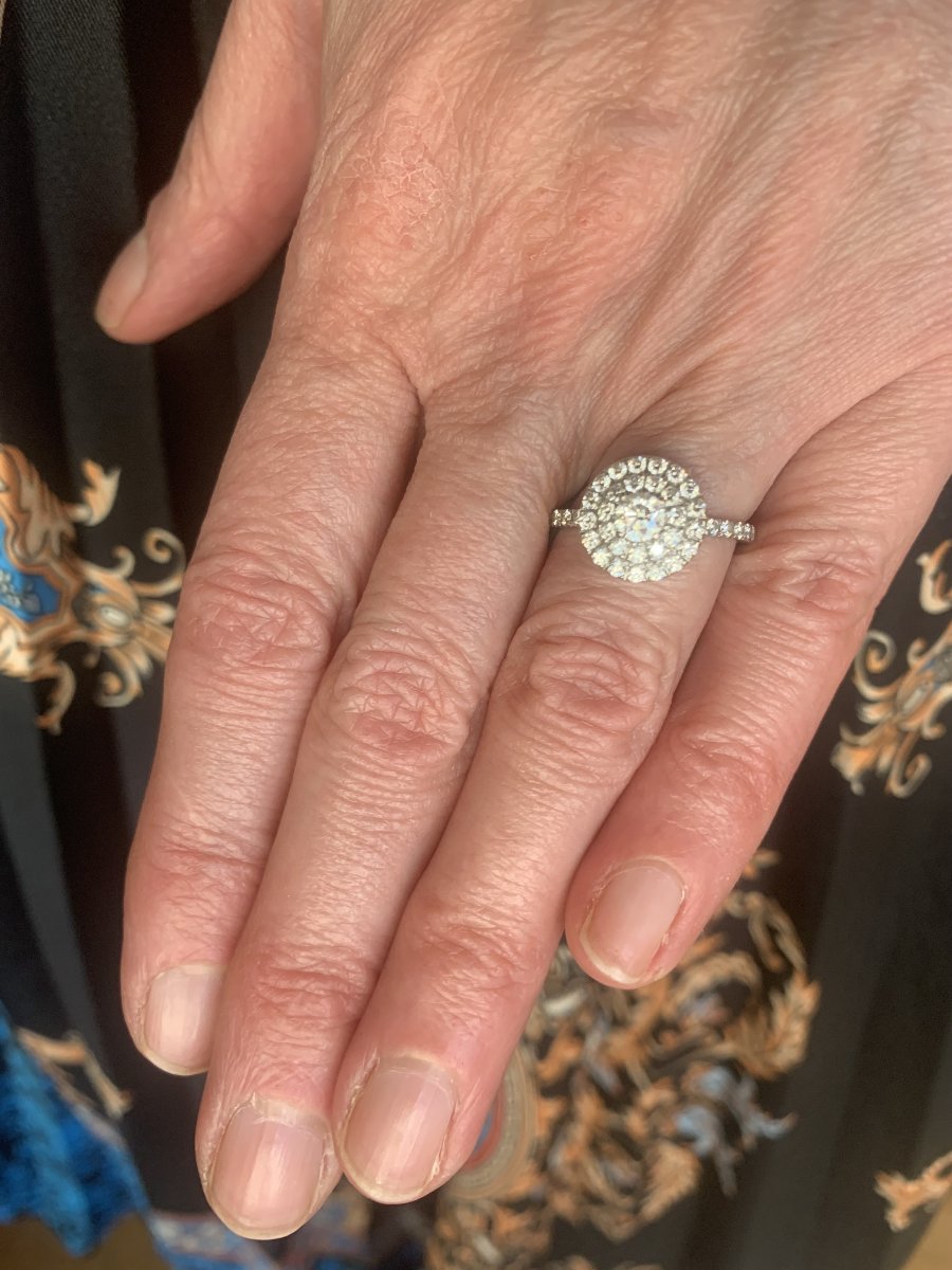 Gemmyo "rétroromantique" Diamonds White Gold Daisy Ring-photo-4