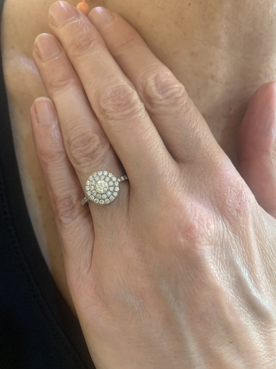 Gemmyo "rétroromantique" Diamonds White Gold Daisy Ring-photo-1