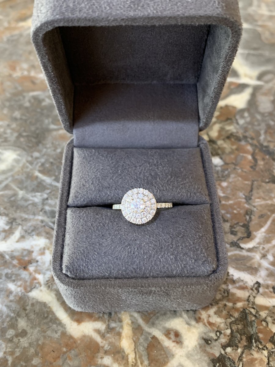 Gemmyo "rétroromantique" Diamonds White Gold Daisy Ring-photo-2