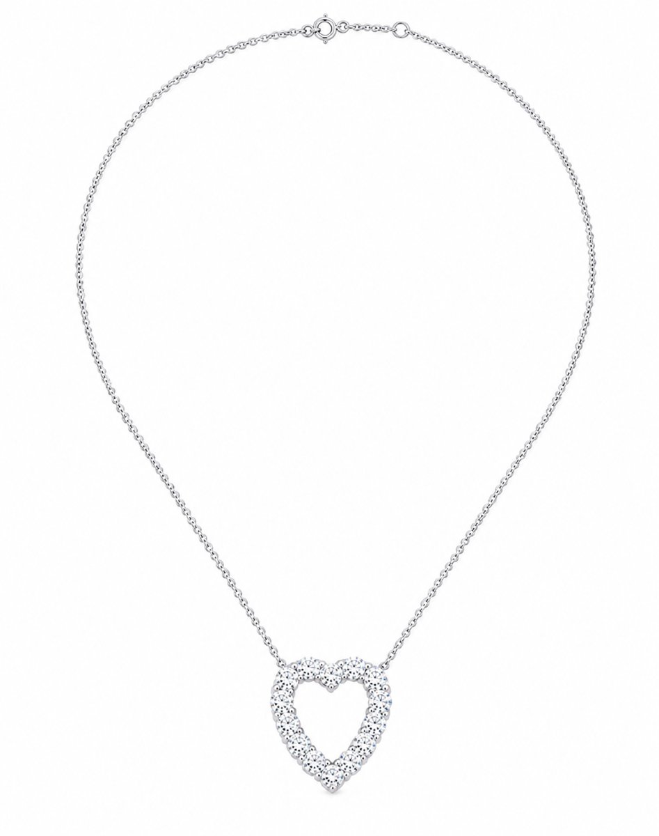 Collier Cœur Diamants 1.60 Carats Or Gris 18 Carats-photo-2