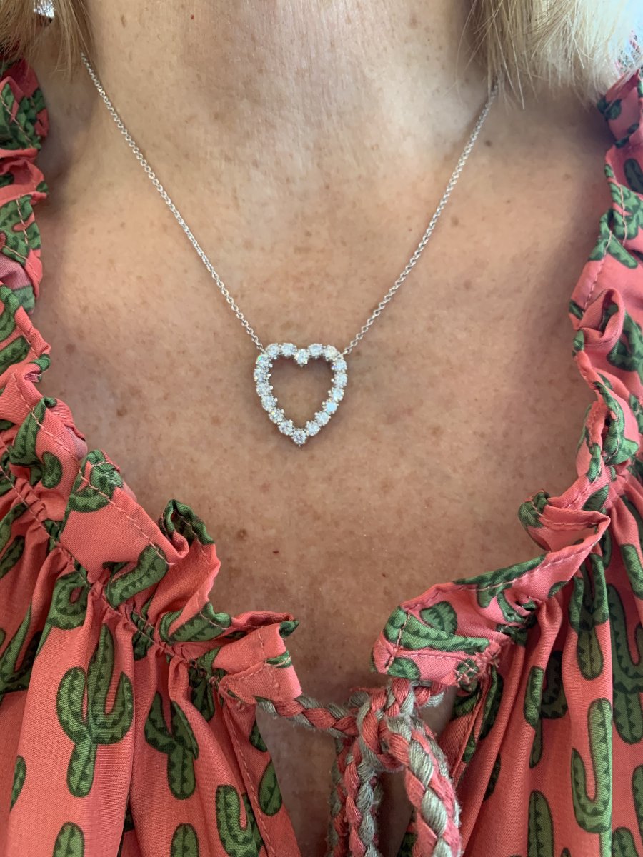 Collier Cœur Diamants 1.60 Carats Or Gris 18 Carats-photo-3