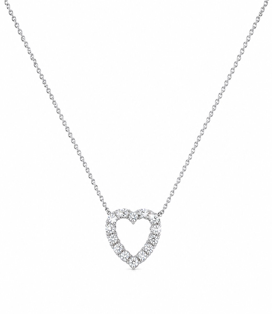 Collier Cœur Diamants 1.60 Carats Or Gris 18 Carats