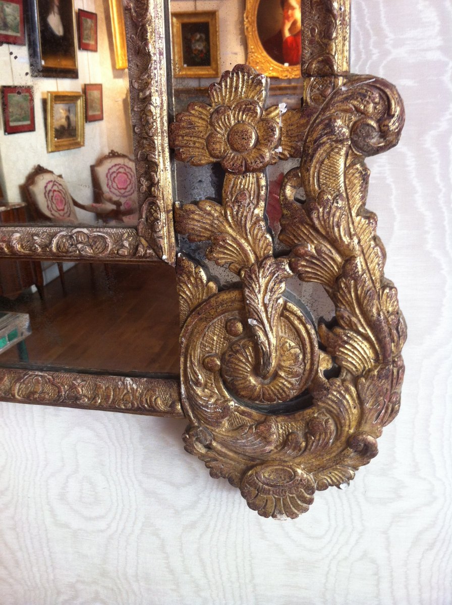 Regency Period Mirror In Golden Wood-photo-3