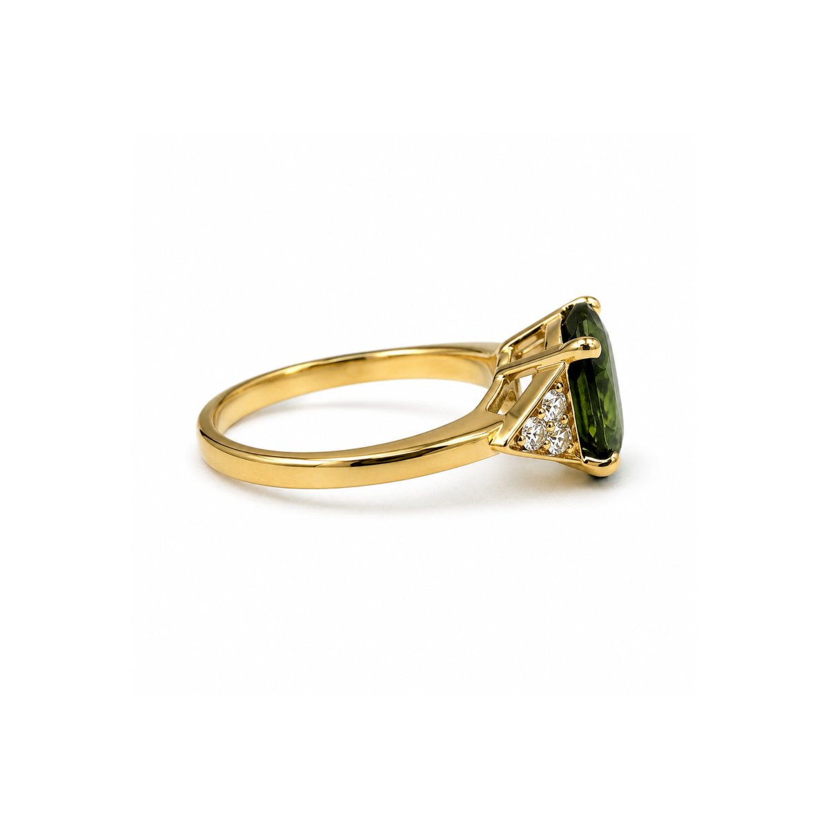 2.58 Carats Green Sapphire Diamonds Rose Gold Ring-photo-2